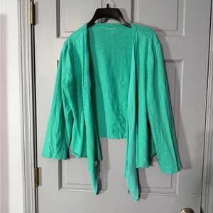 Kim Rogers green knit waterfall cardigan style top